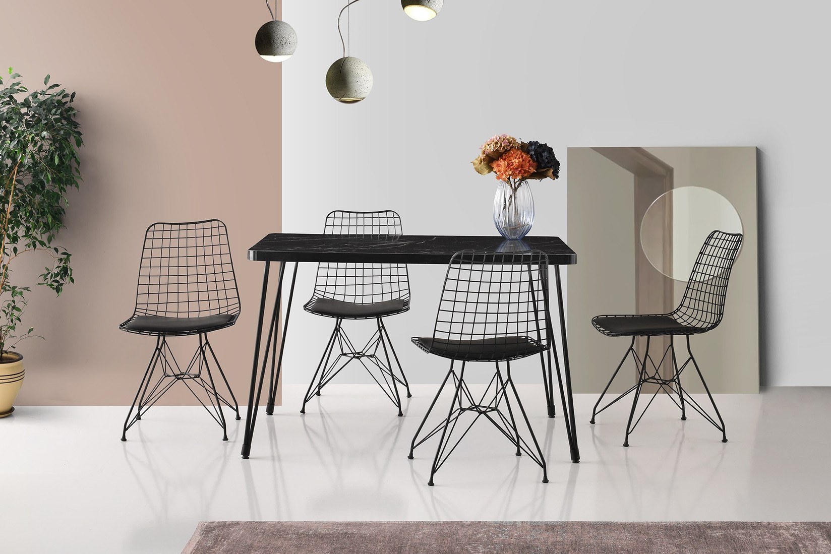 Трпезариска маса Hanah Home Lagos 120x75x70cm црна