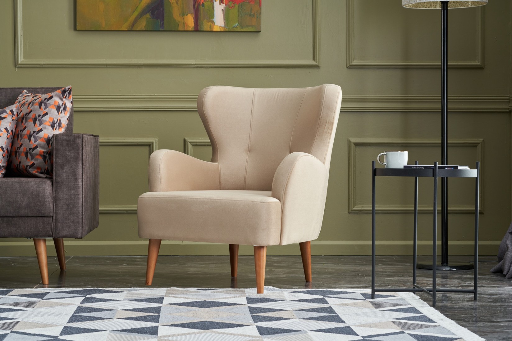 Фотелја Atelier del Sofa Karina Prestij 73x87x80cm Антрацит