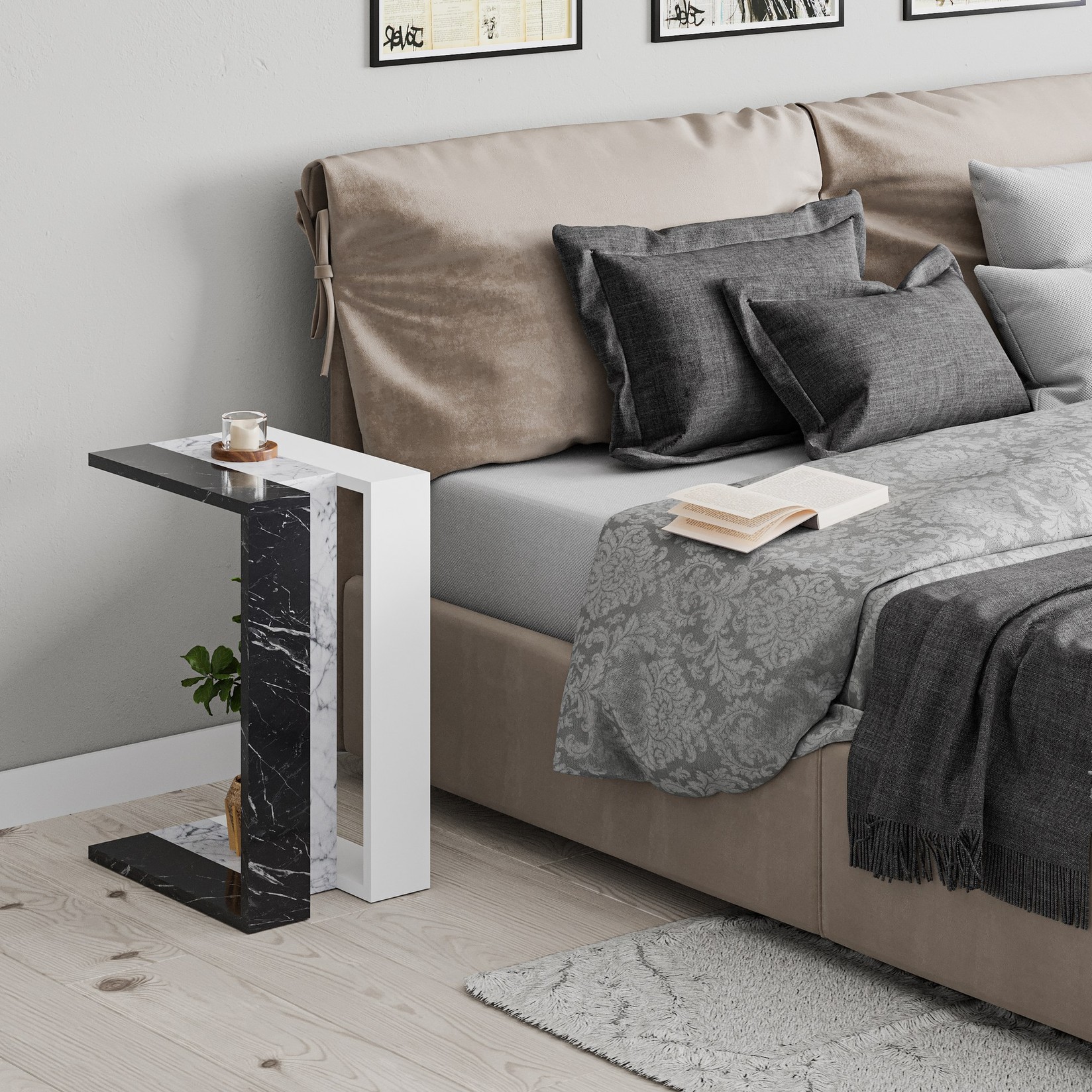 Клуб маса Hanah Home Muju 30x57x40 см темно кафеава-кафеава