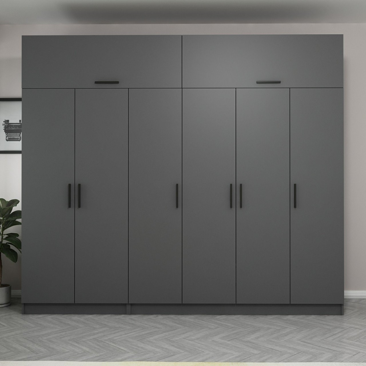 Гардеробер Ханах Хоум Кејл 270x235x52 см Антрацит