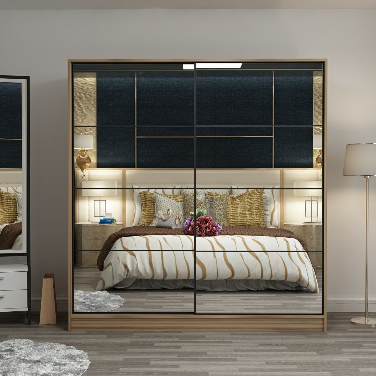 Гардеробер Hanah Home Кејл 220x210x52 см беж