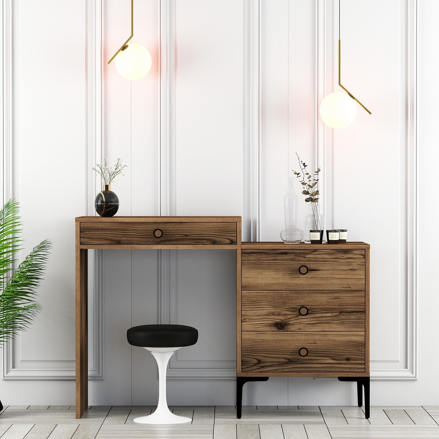 Маса за шминкање Hanah Home 124x84.7x40см орев