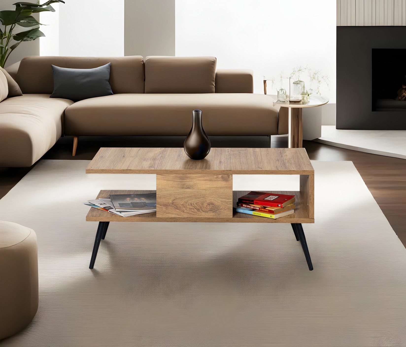 Маса Hanah Home Club Букле 90x40x50 см беж-црна