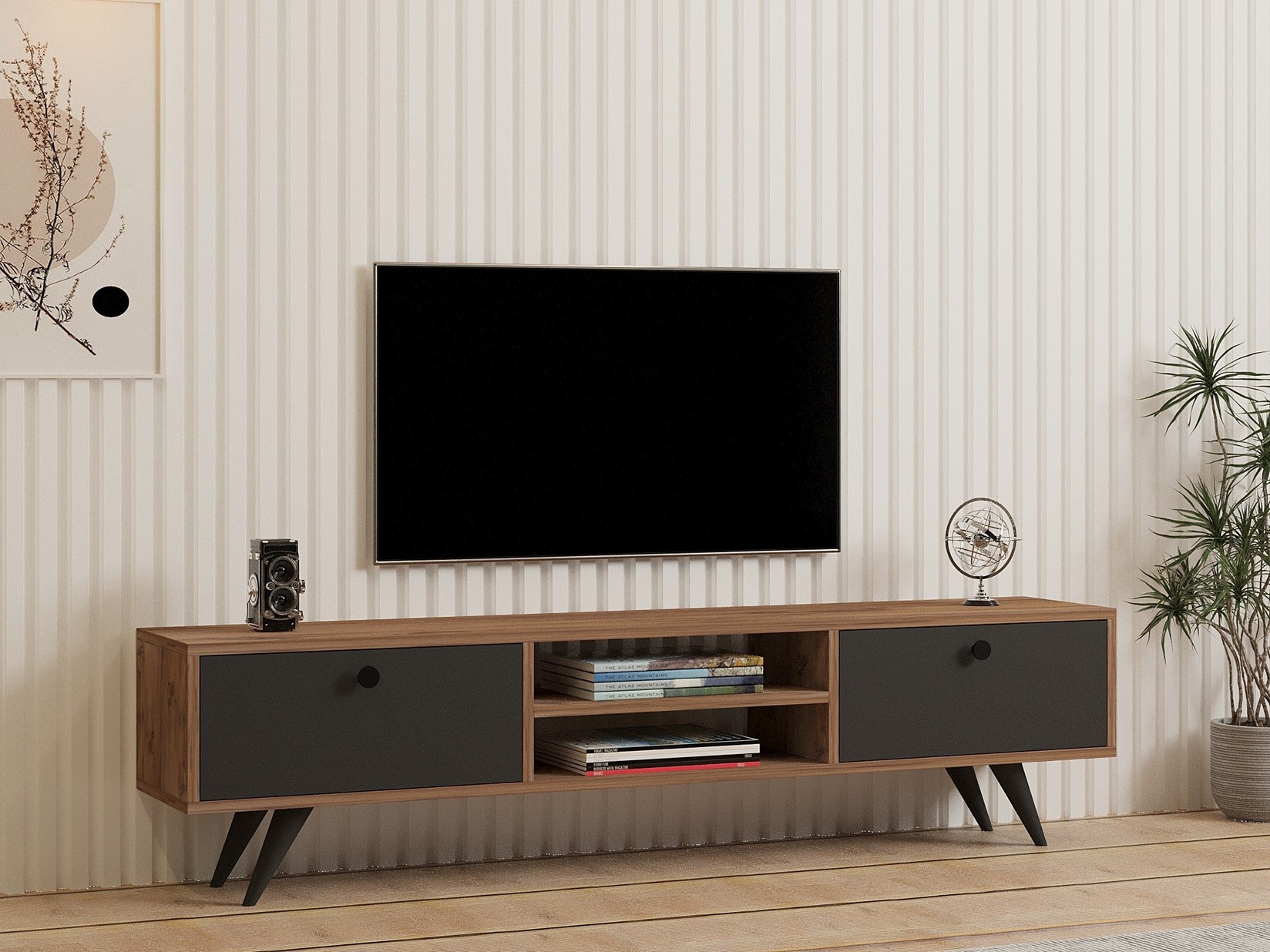 Комода за домашен телевизор Hanah Tumuki беж-антрацит