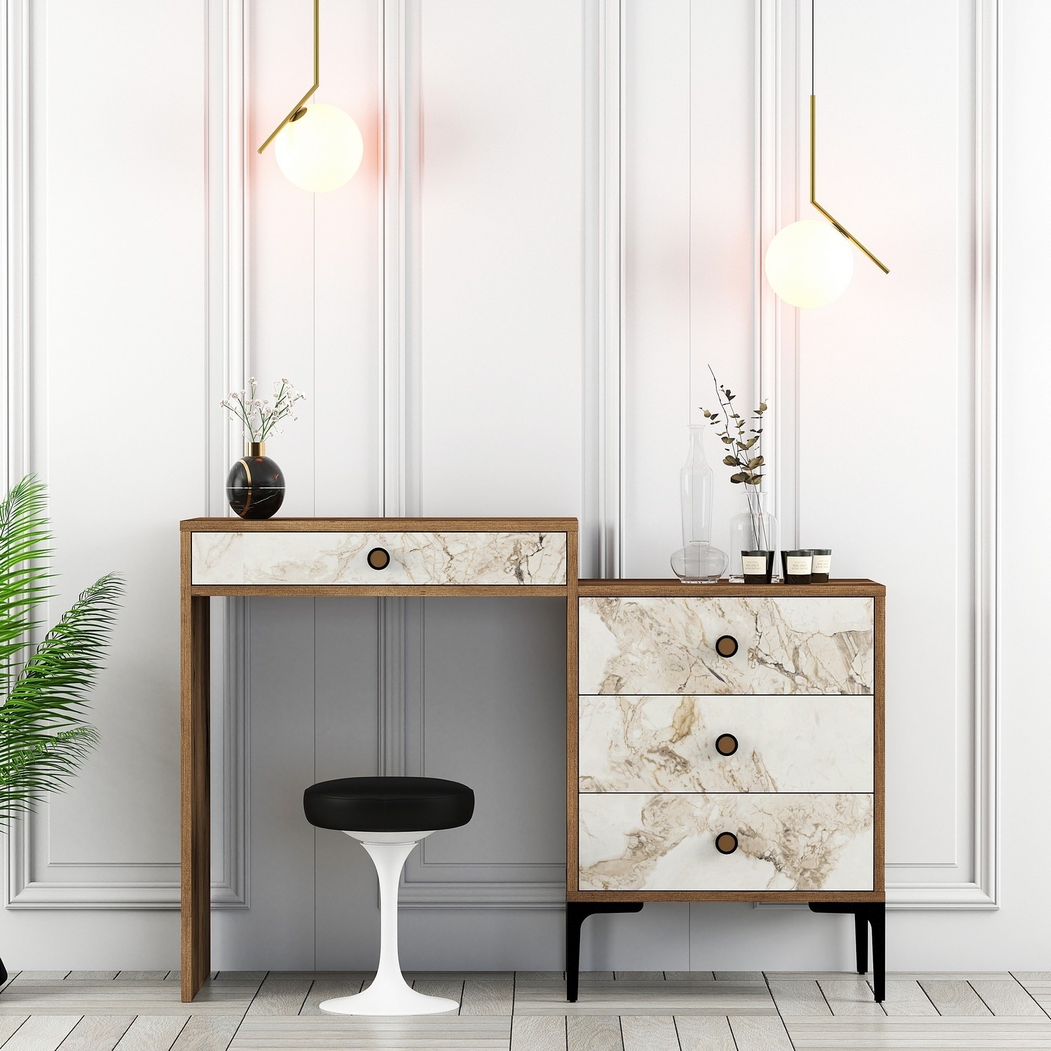 Маса за шминкање Hanah Home 124x84.7x40см орев