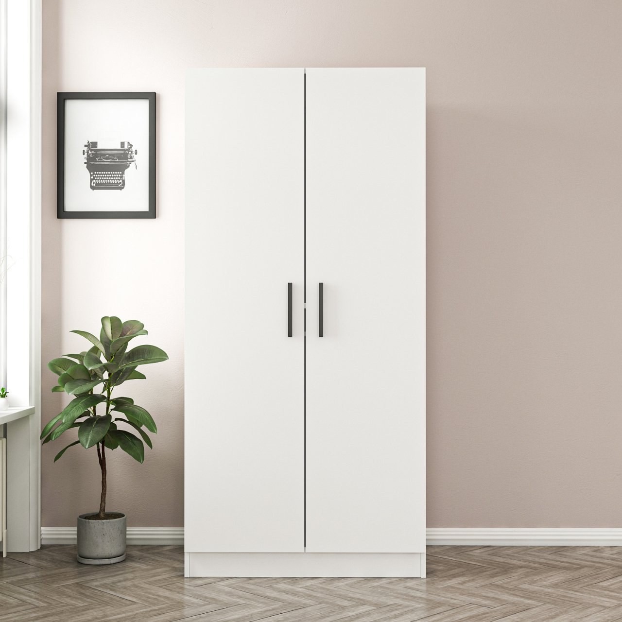 Гардеробер Hanah Home Кејл 90x190x52 см Бела