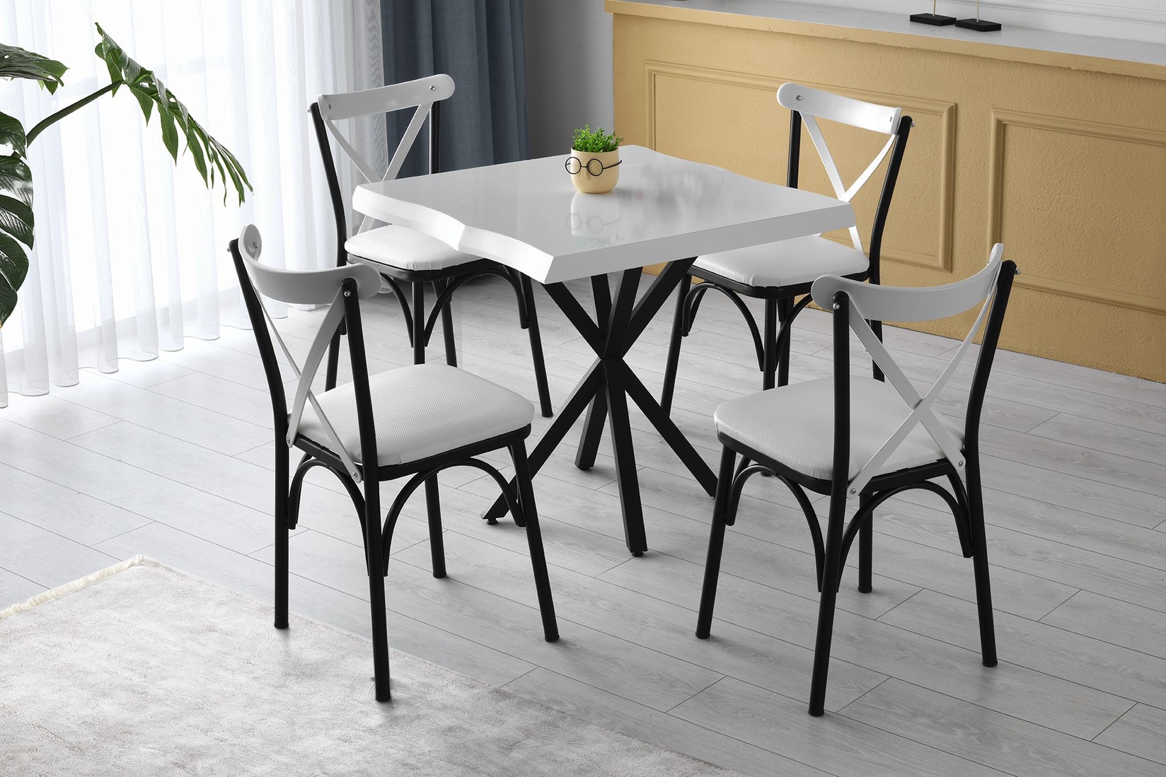 Трпезариска маса Hanah Home Sapphire 80x75x80cm бела