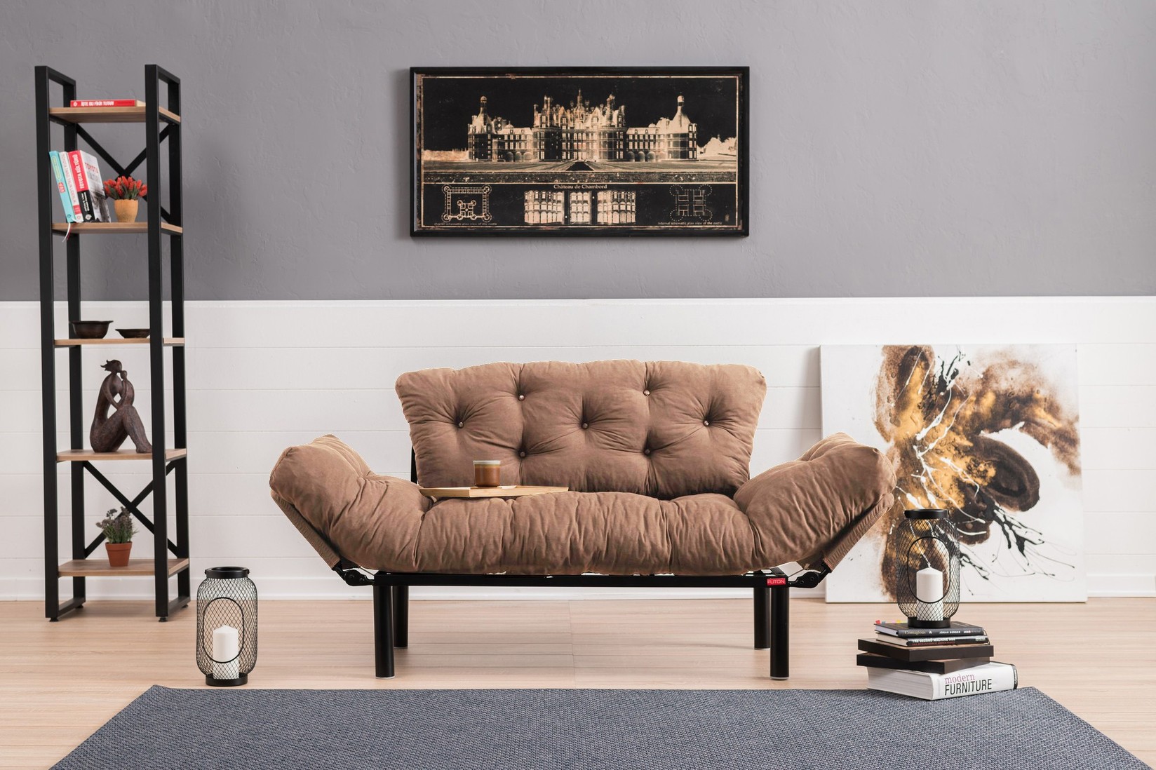 Двоседна софа Atelier del Sofa Nitta 155x85x70cm светло кафеава