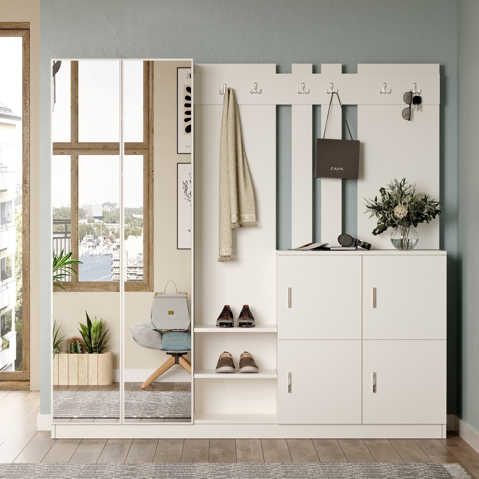 Комплет за ходник Hanah Home во бела боја