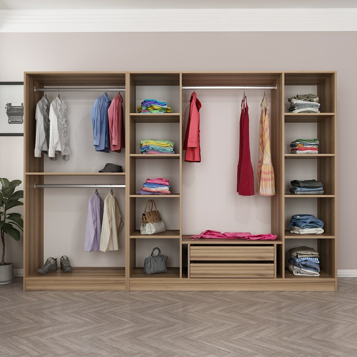 Гардеробер Hanah Home Кејл 270x190x52 см Бела