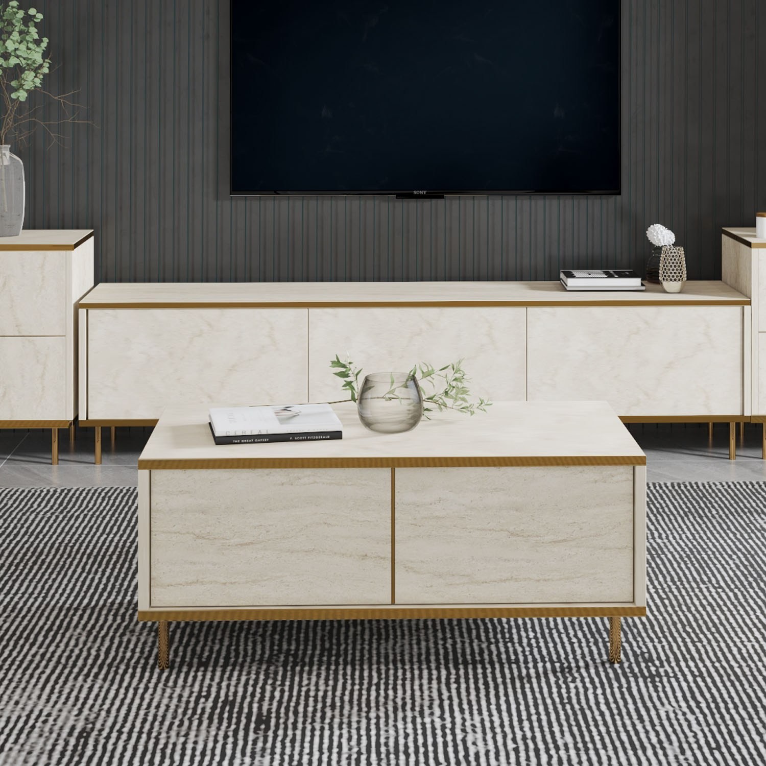 Маса Hanah Home Club, Имај 90x40x45 см, Антрацит