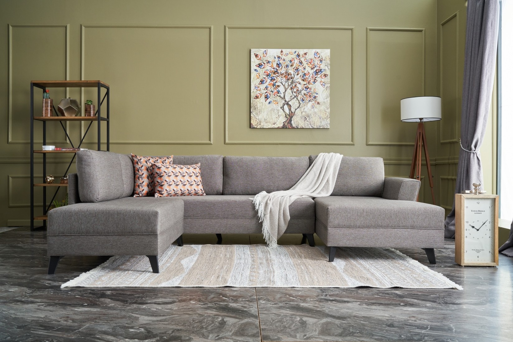 Аголна гарнитура Atelier del Sofa Eris 300x78x202cm Антрацит