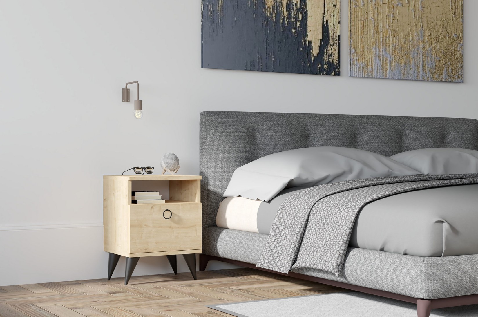 Hanah Home Ноќник Barlo 40x50x40cm даб