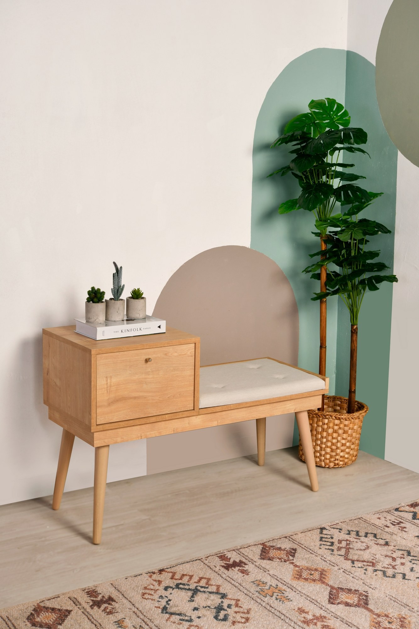 Трпезариска клупа Hanah Home Urban 105x45x40cm дабова-крема боја