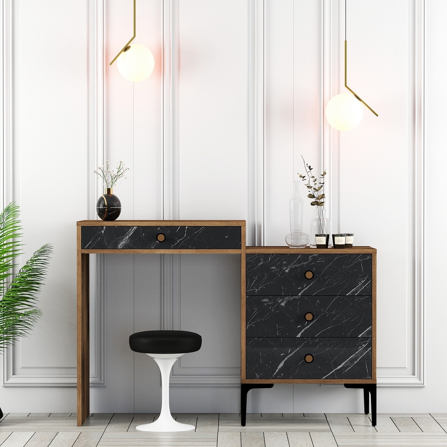 Маса за шминкање Hanah Home 124x84.7x40см орев