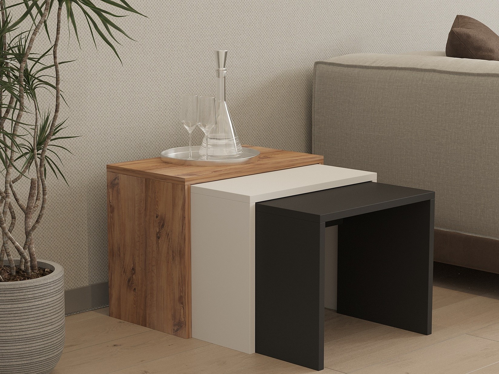 Комплет маса Hanah Home Club, 3 парчиња Gul Sareni