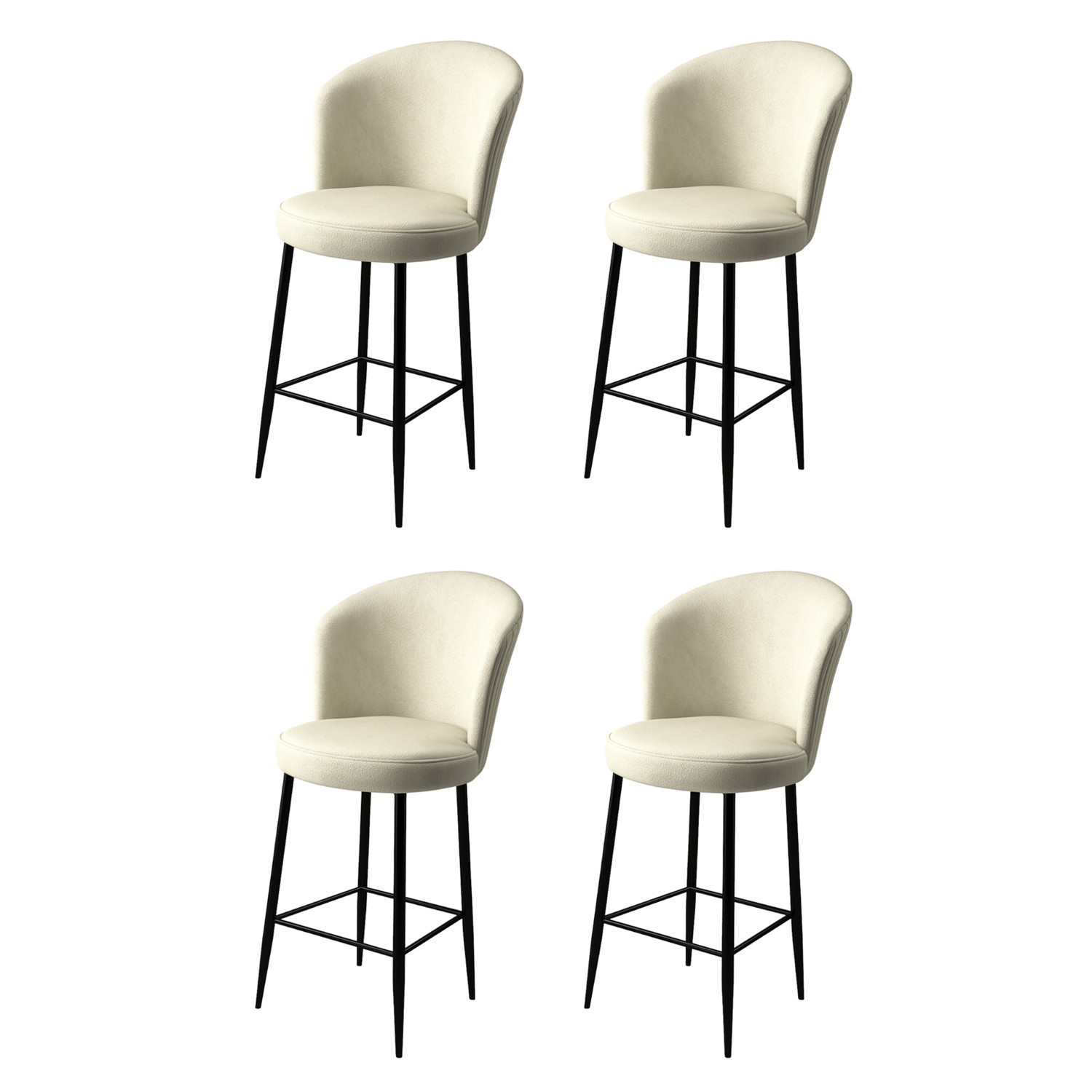 Hanah Home Комплет од 4 барски столчиња Fora Black