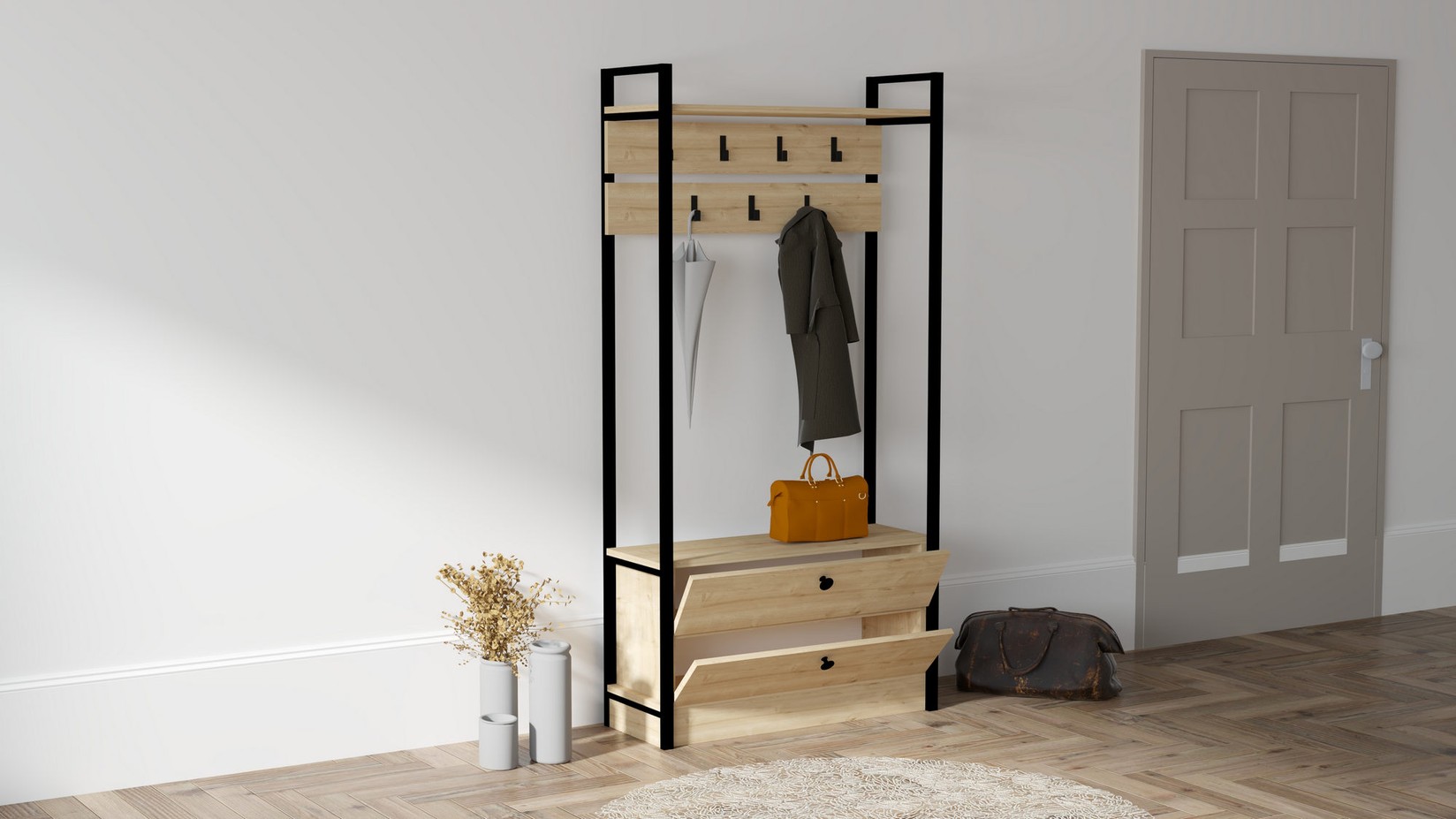 Шкафче за чевли Hanah Home 90x180x33 см даб