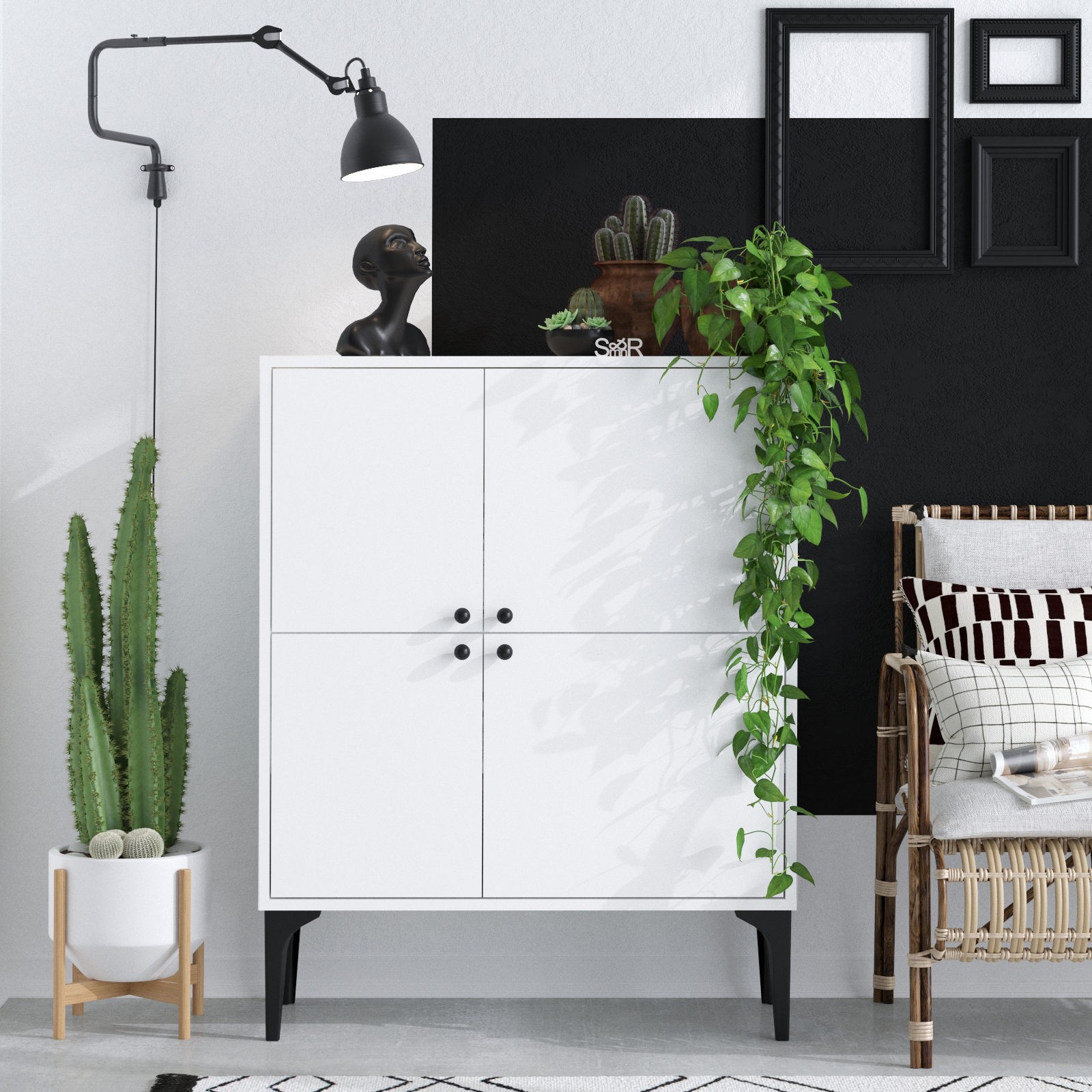 Комода Hanah Home Moon 90x115x35cm бела