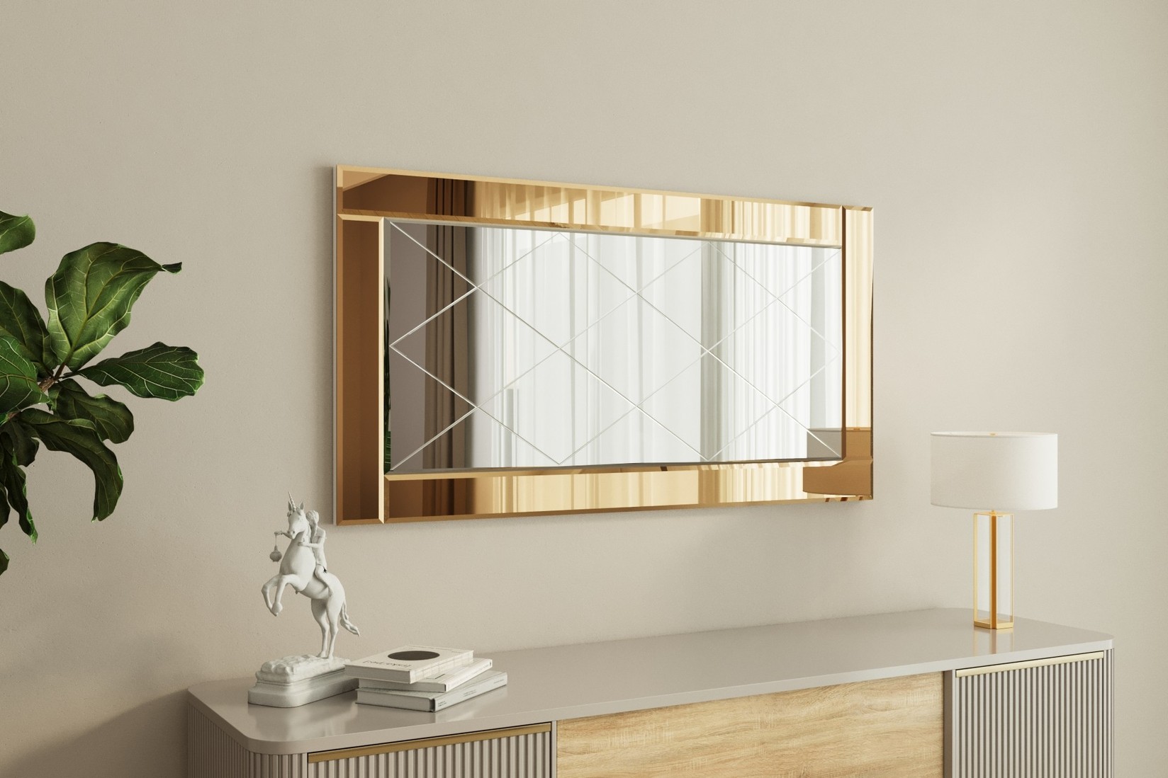 Огледало за дома Hanah бронзено-бело