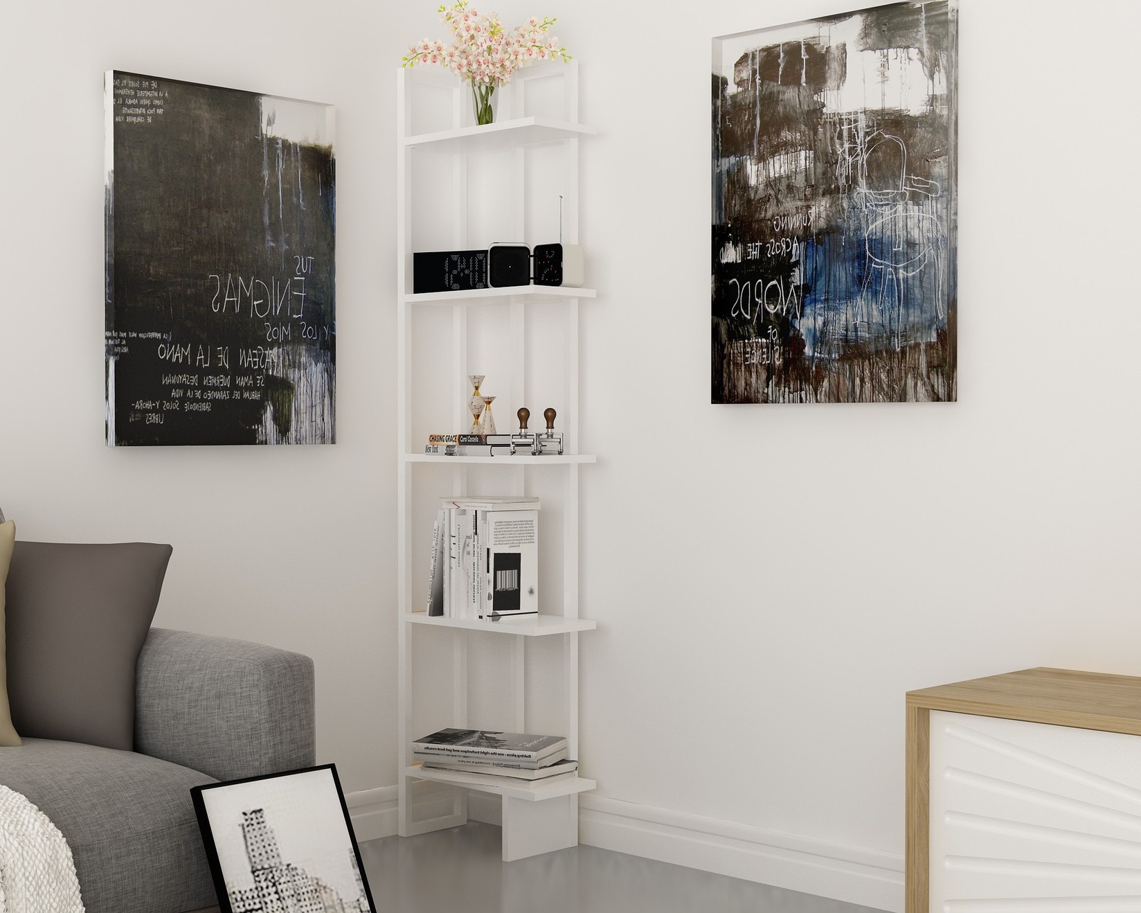 Полица за книги Hanah Home Alice White Ud 45x180x22cm, бела