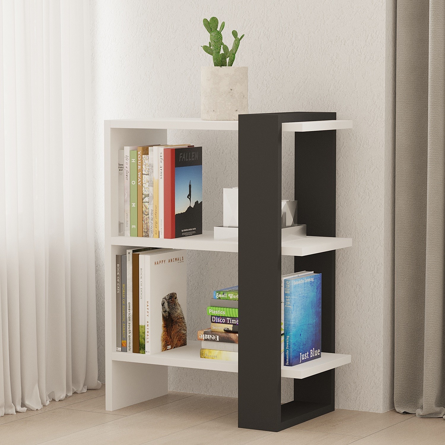 Полица Hanah Home 51,8x70x25 см Антрацит-бела