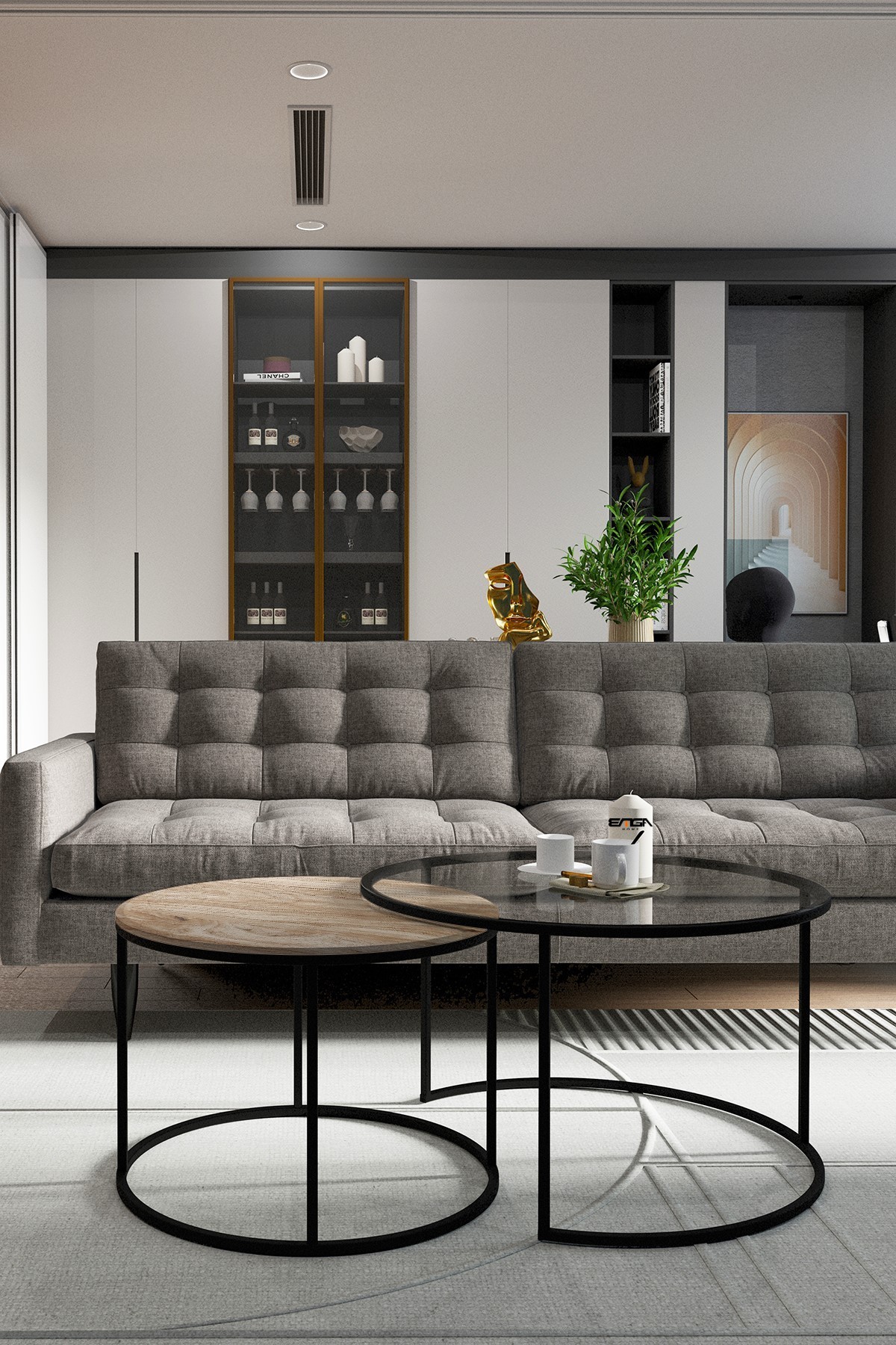 Маса Hanah Home Club Kyoto 72x45x72cm дабова боја-црна