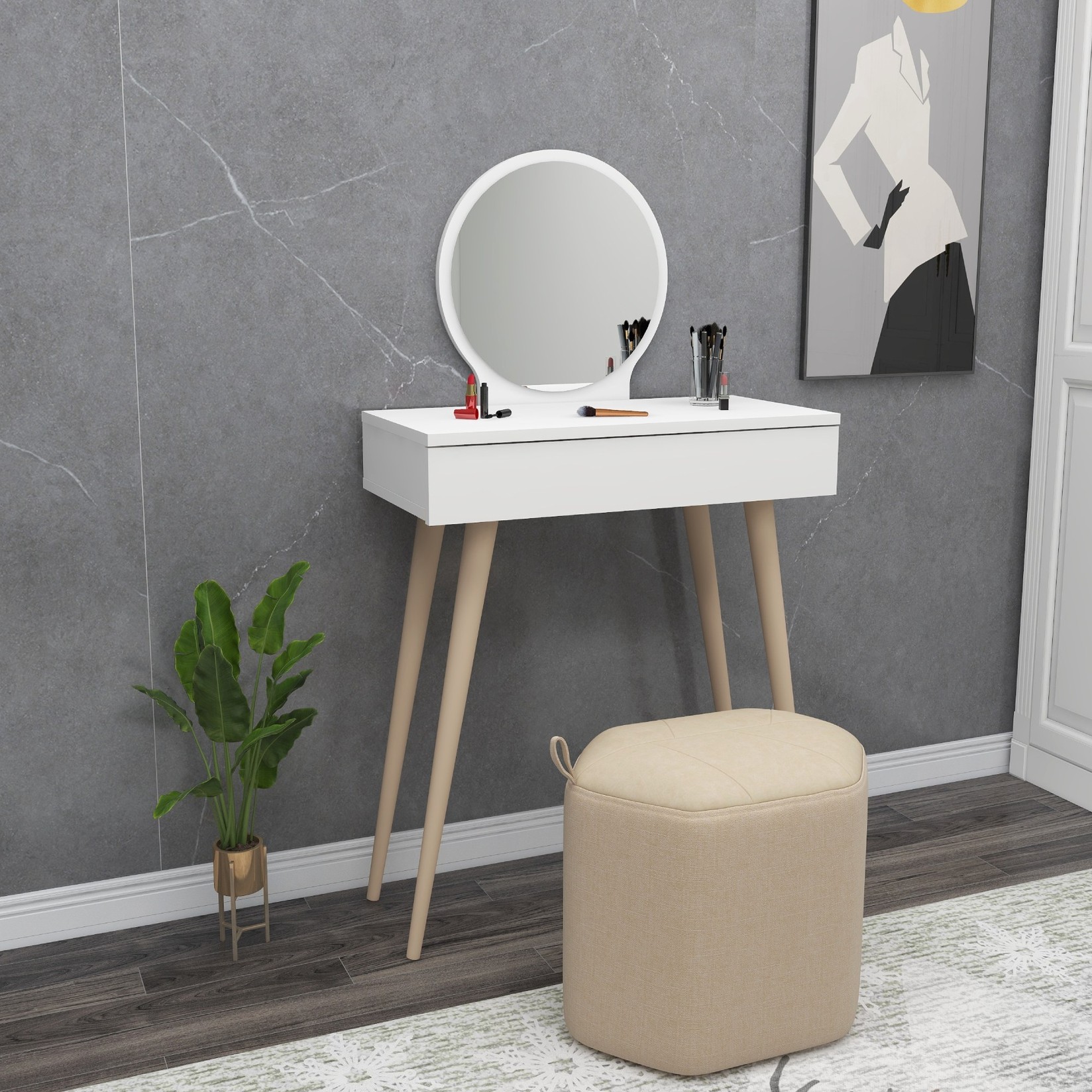 Тоалетна маса Hanah Home Siena, антрацит