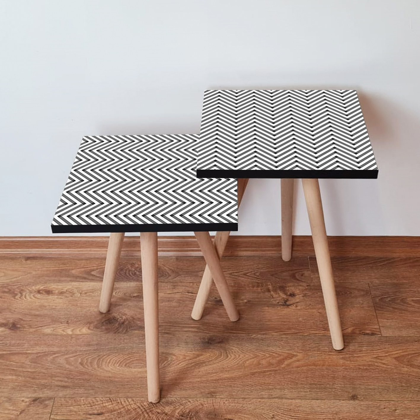 Hanah Home Комплет клуб маси, 2 парчиња, бело-црни