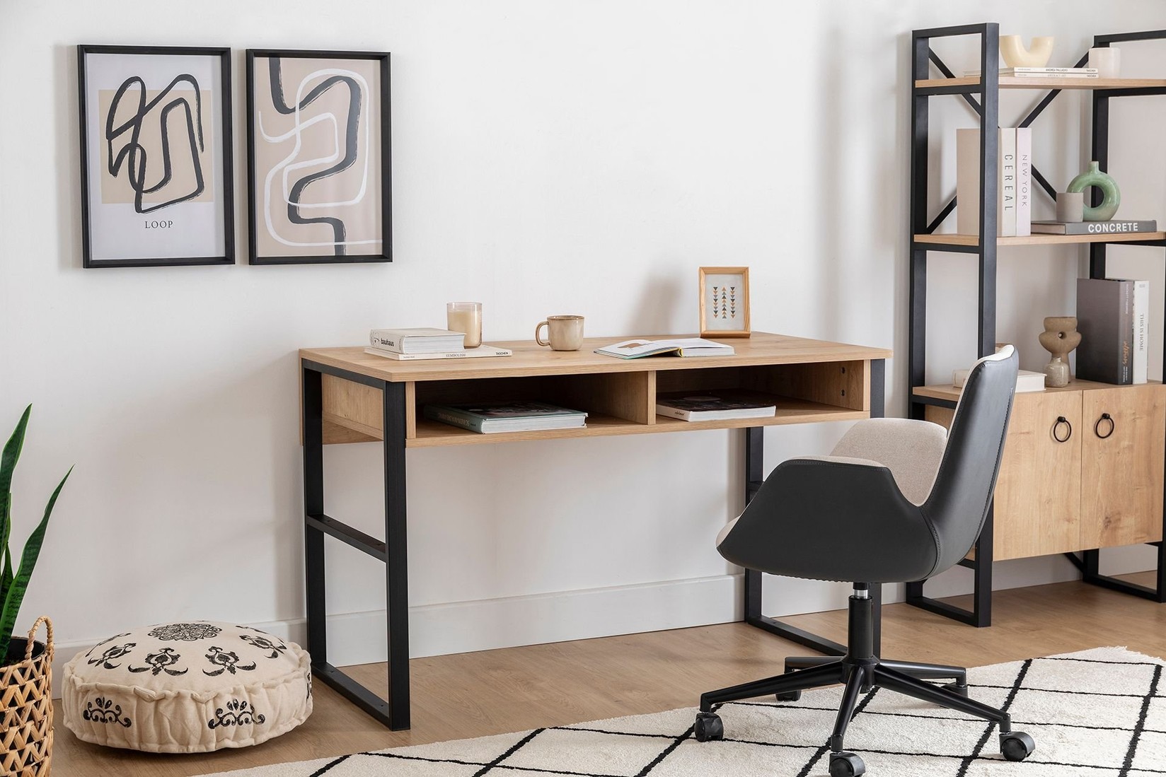 Работна маса Hanah Home 120x72x60 см, даб