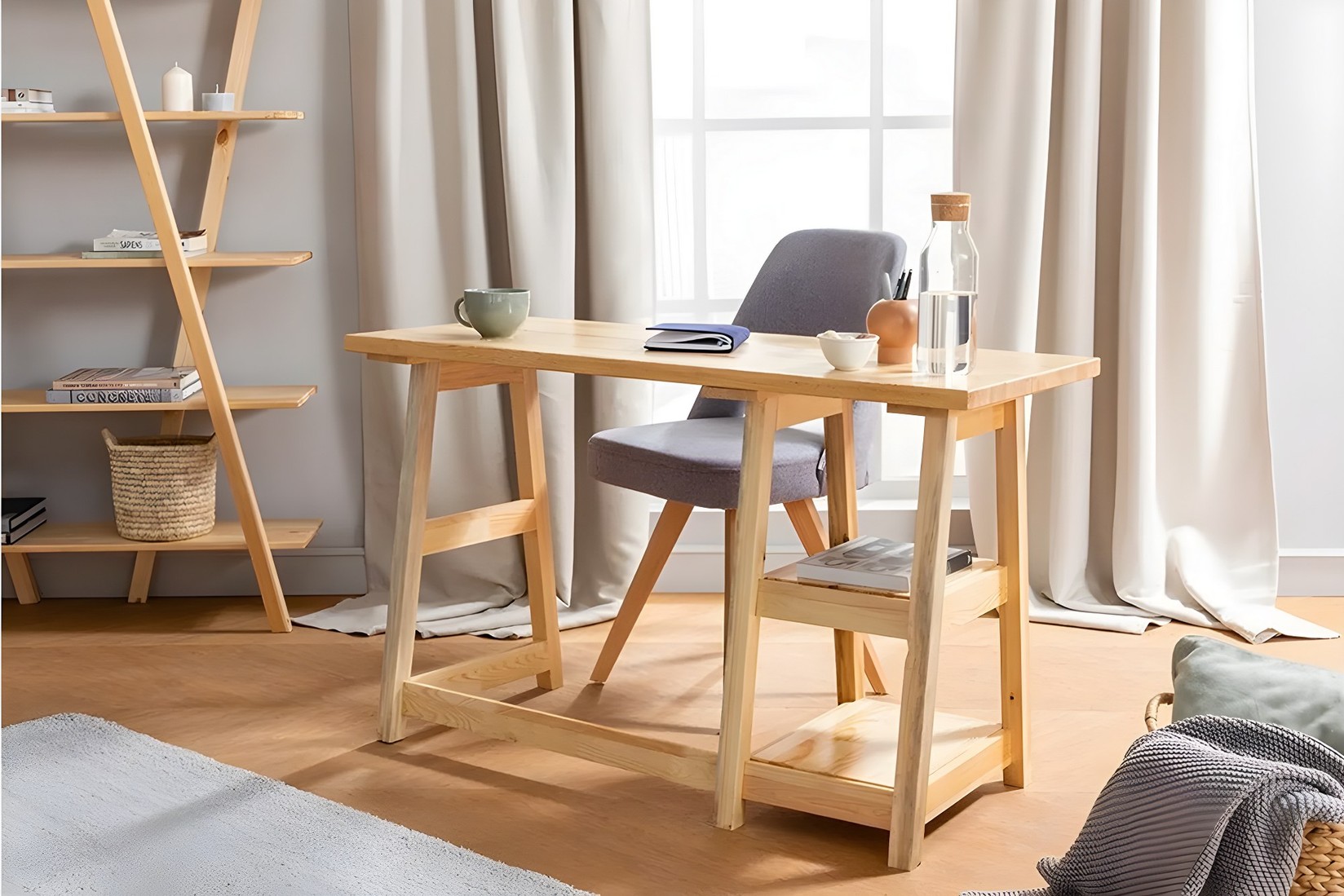 Работна маса Hanah Home 120x73.5x51 см, даб