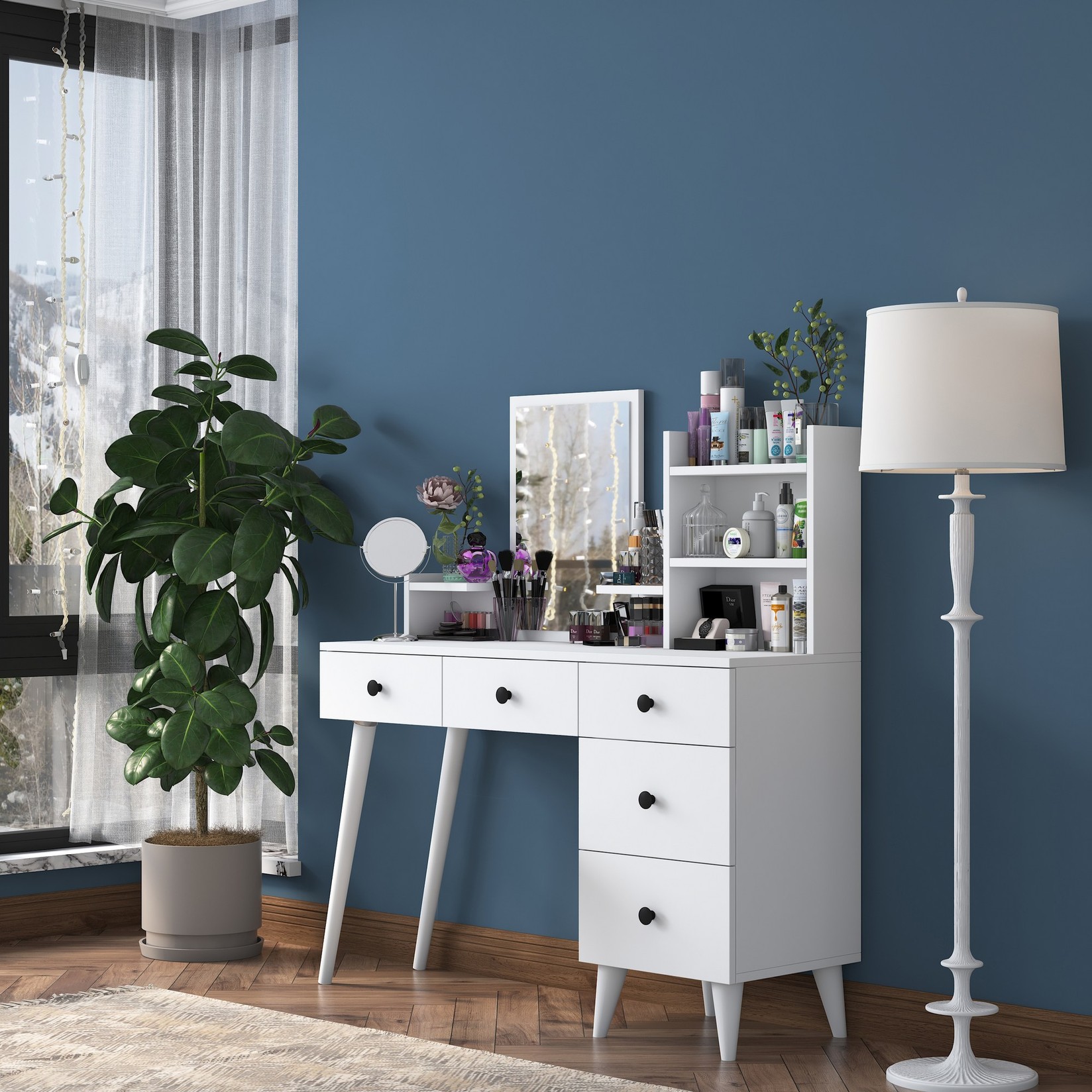 Маса за шминкање Hanah Home 22,2x93,8x40 см бела