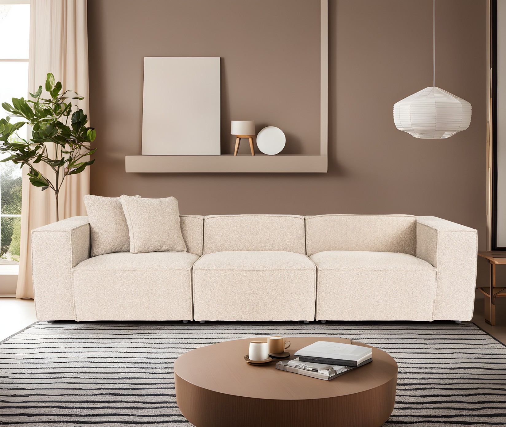 Atelier del Sofa Trossed Lora 108x65x303cm сива боја
