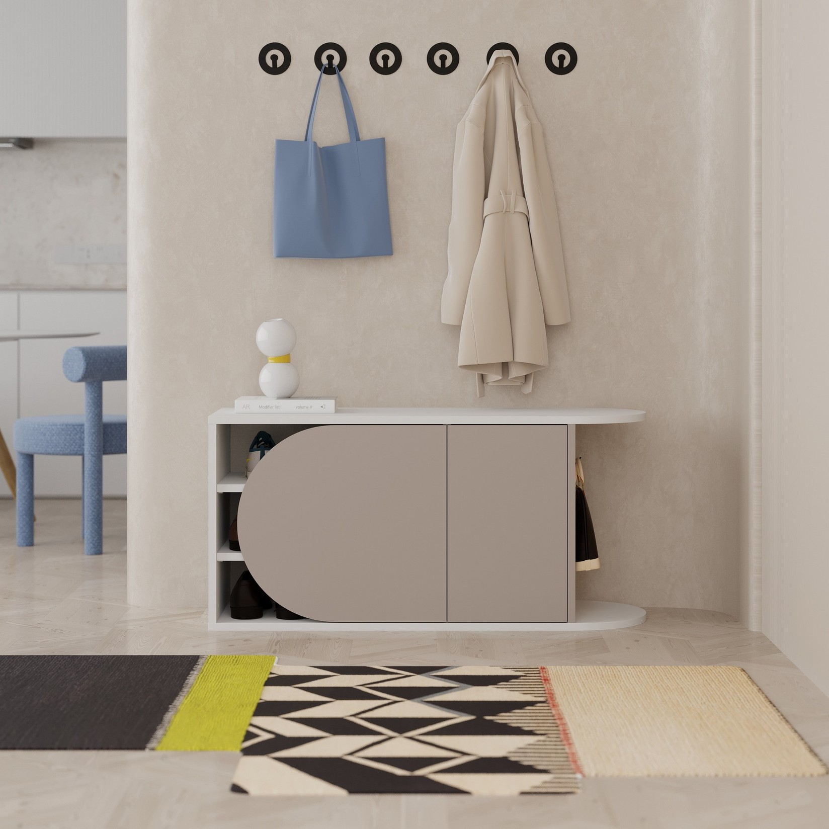 Полица за чевли Hanah Home од даб до бела боја