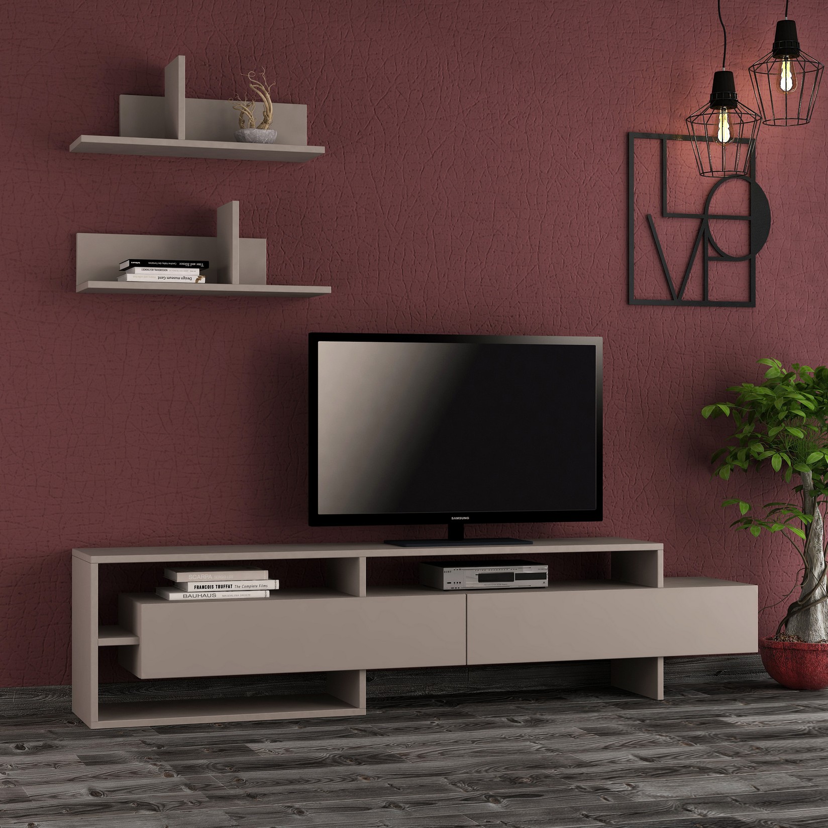 Hanah Home TV Gara полица, темно сива боја