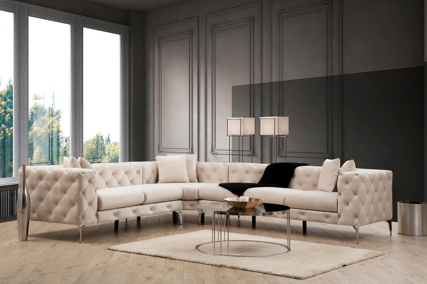 Аголна гарнитура Atelier del Sofa Como 310x70x270cm Антрацит