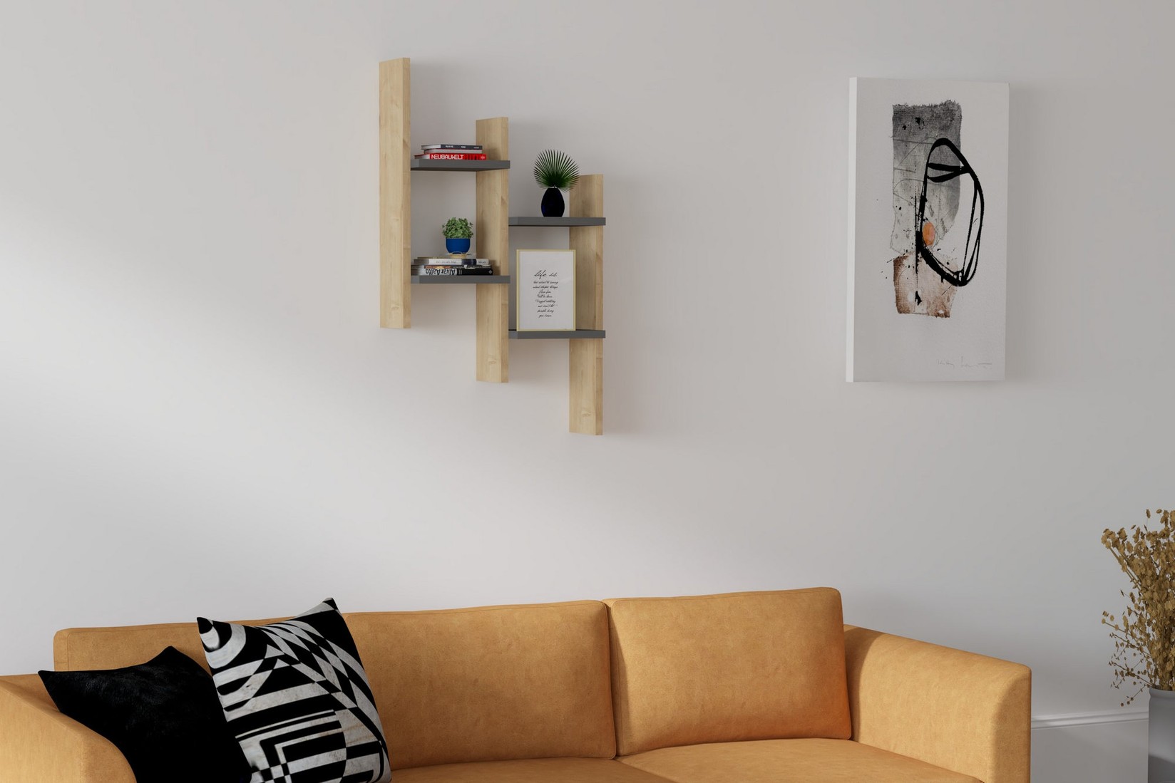 Dzидна полица Hanah Home, даб-антрацит