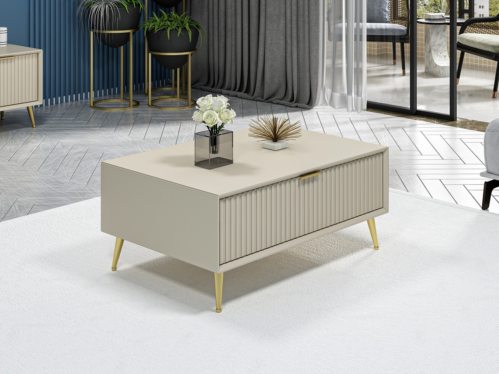 Маса Hanah Home Club Luxe 90x40x60cm Sand