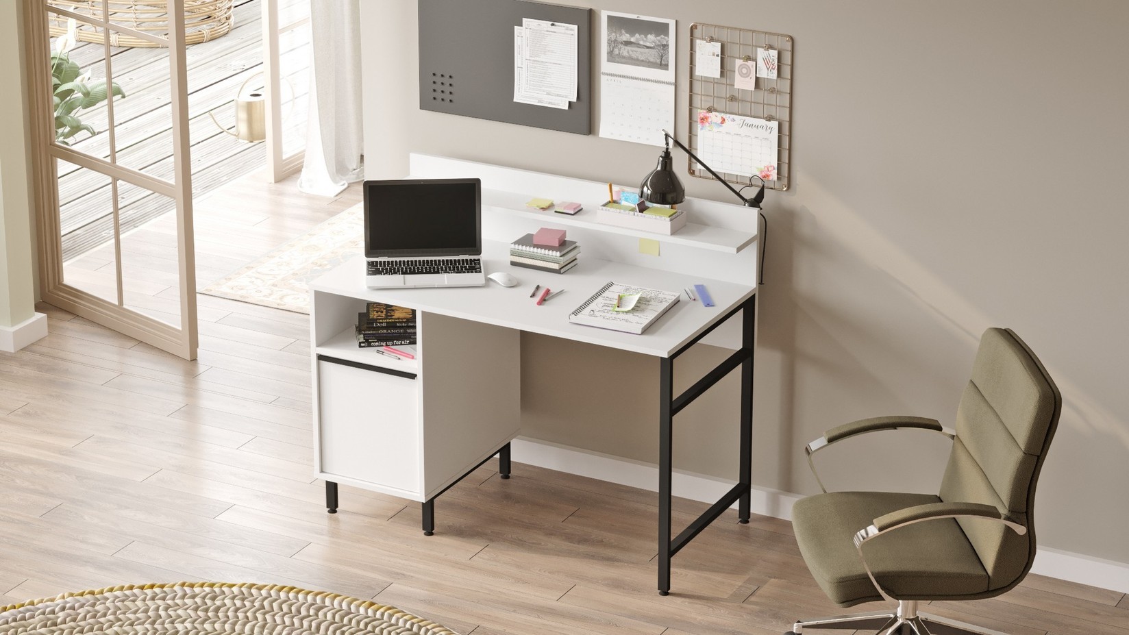 Работна маса Hanah Home 120x99,8x54 см, орев