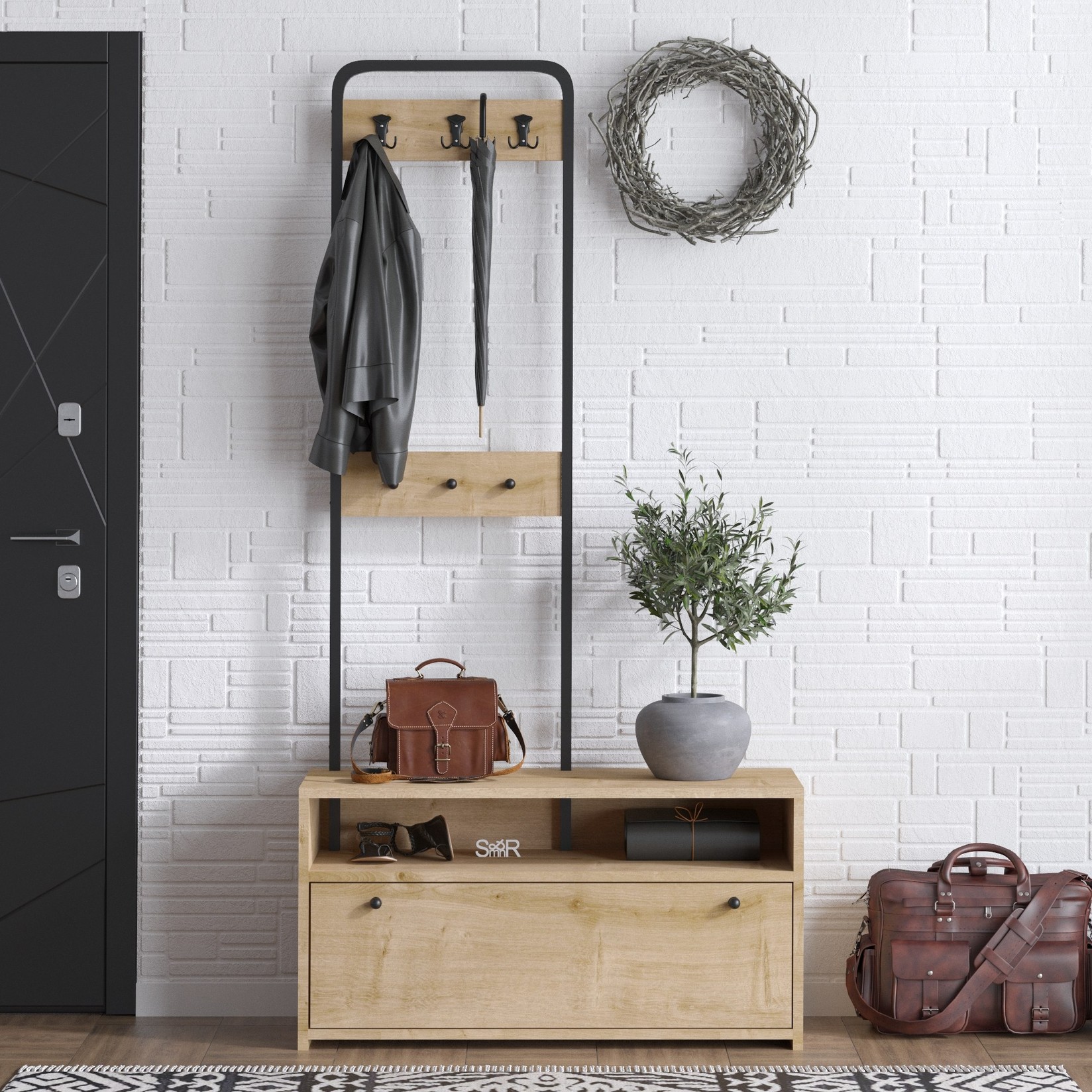 Шкафче за чевли Hanah Home 90x170x35cm даб