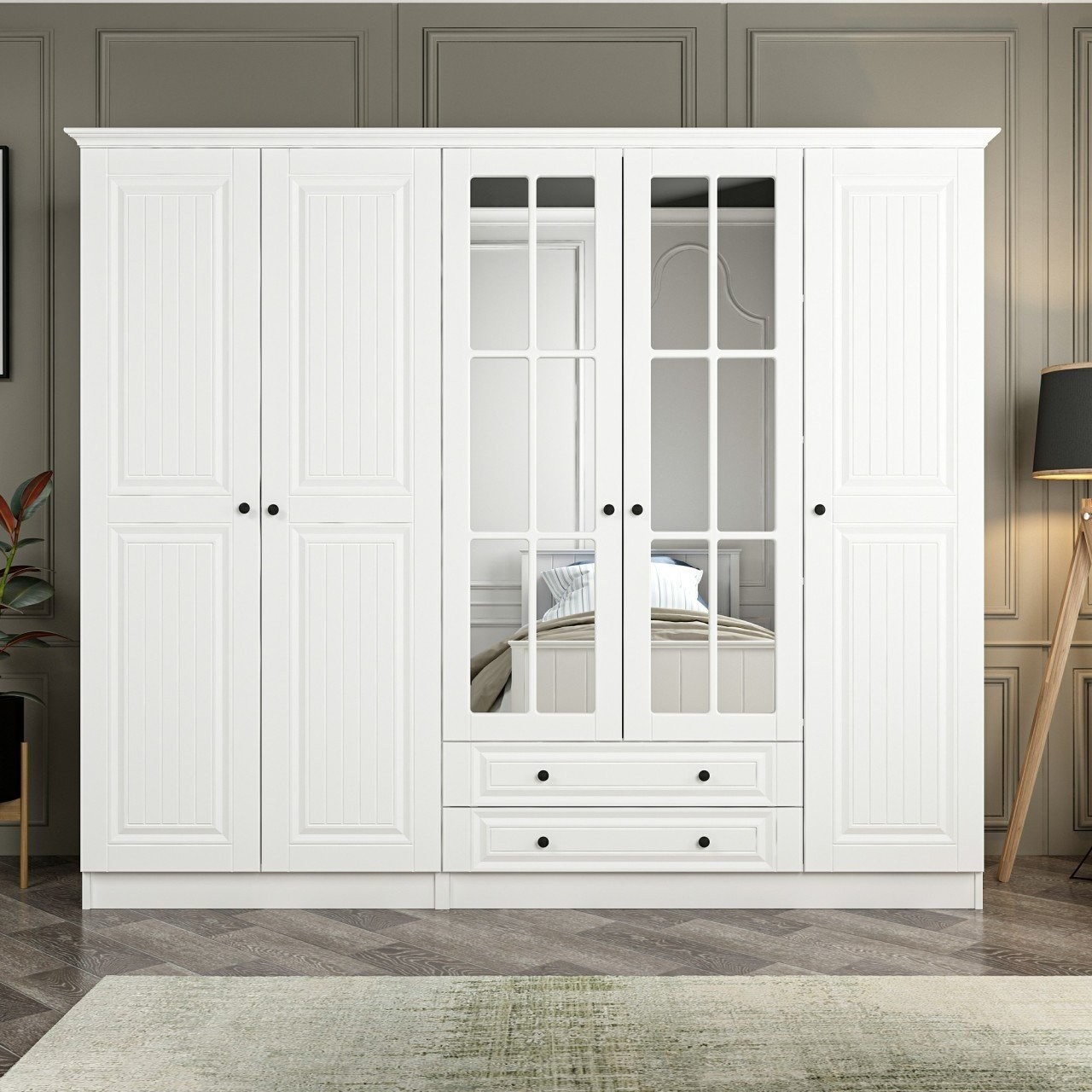 Гардеробер Hanah Home Кејл 225x210x52 см Бела