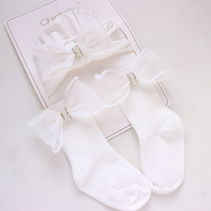 Сет од Бебешки Чорапчиња со Турбан со Панделка