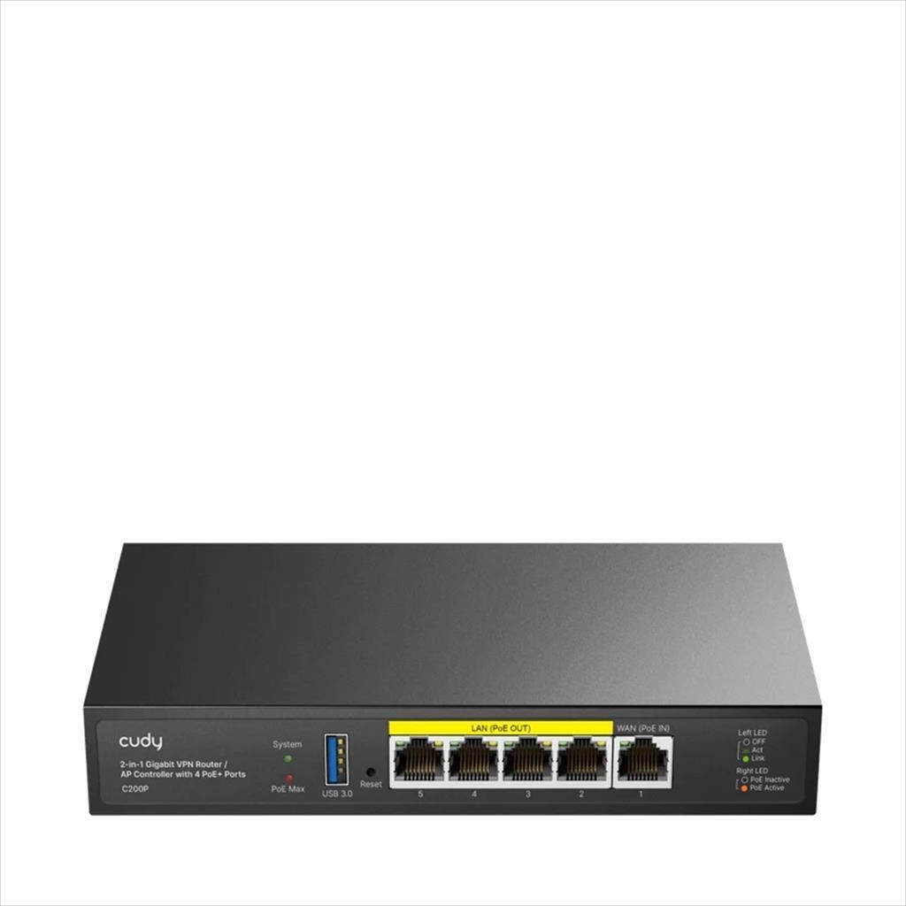 CUDY Рутер Бежичен  & Acces Point C200P Cudy 2 In 1 , W1Xgigabit, 4Xgigabit Poe+Psu, Usb 3.0