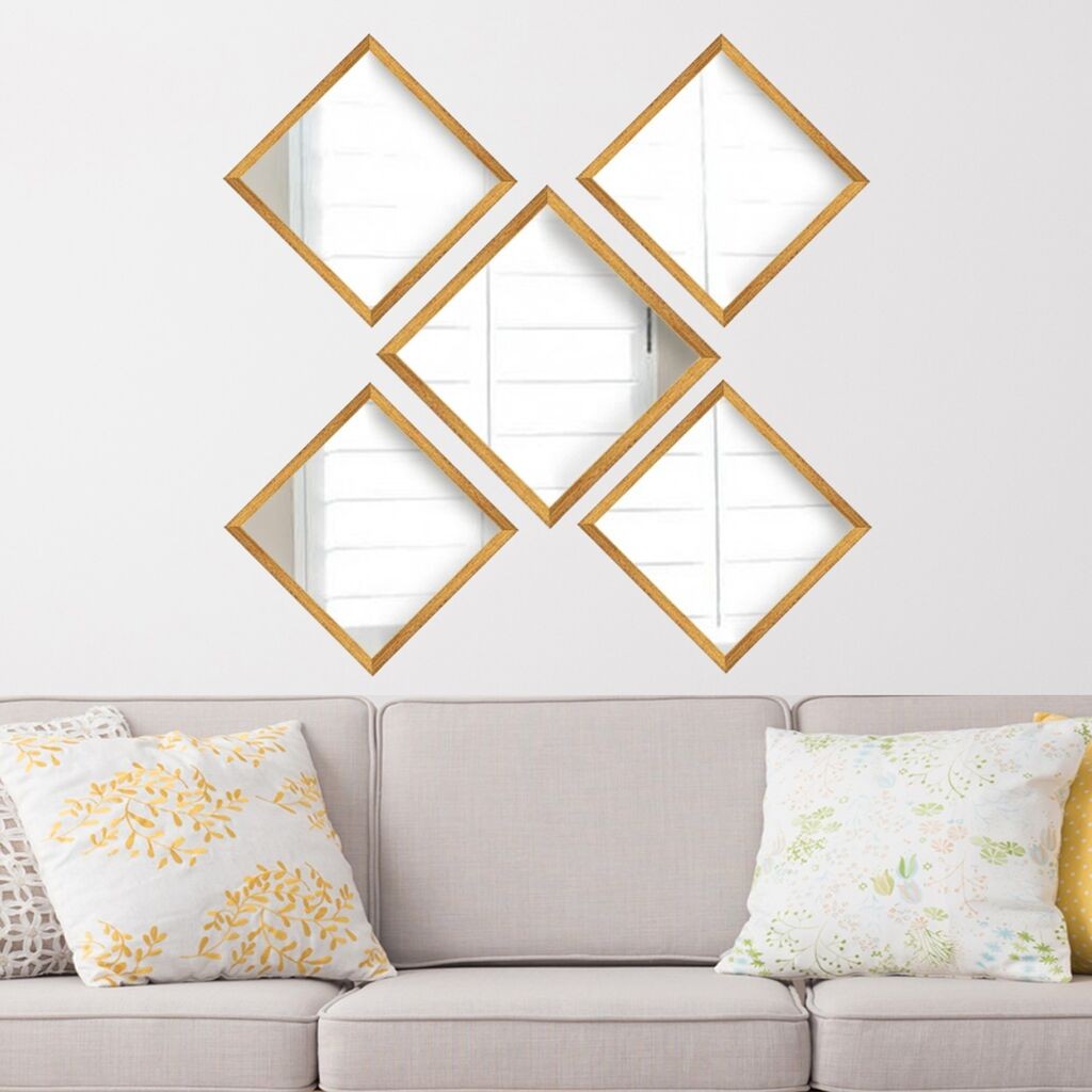 Wallity Комплет огледала SETAYNA_045, 24x24 см(4), 34x34 см(1)