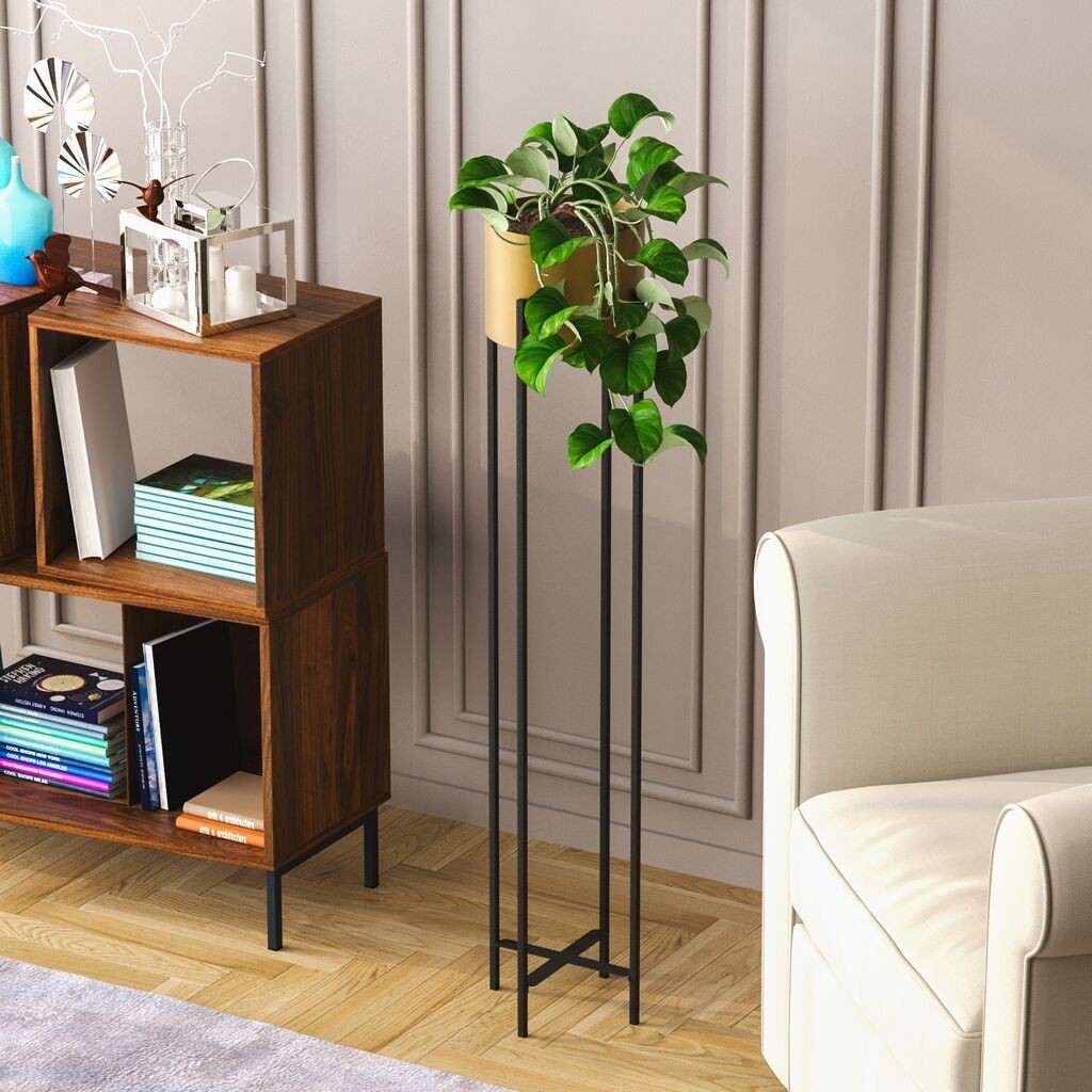 Декоративна саксија Aberto Design GED-024, 23x108x23 см, O 20 см,, црна