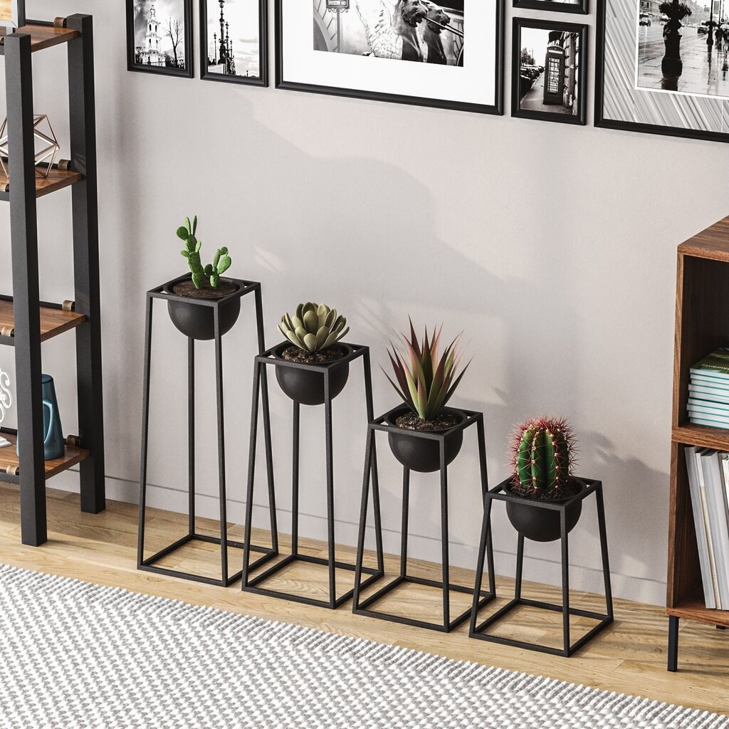 Комплет декоративни саксии Aberto Design GED-018,, O 15 см,, црна