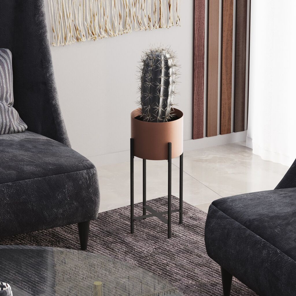 Декоративна саксија Aberto Design GED-026-B, 23x48x23 см, црна-теракота