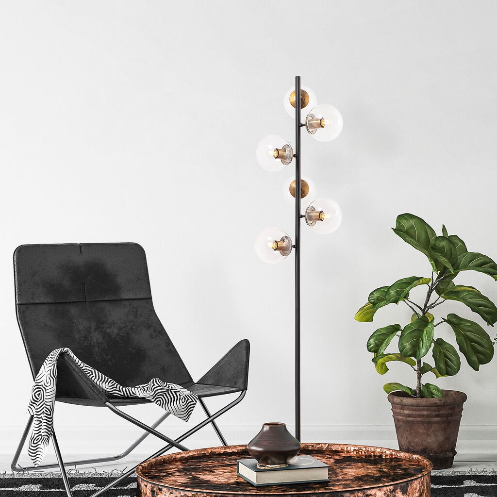 Подна ламба Opviq Fazli-10515, 35 x 22 x 163 см, 6 x E14, црна