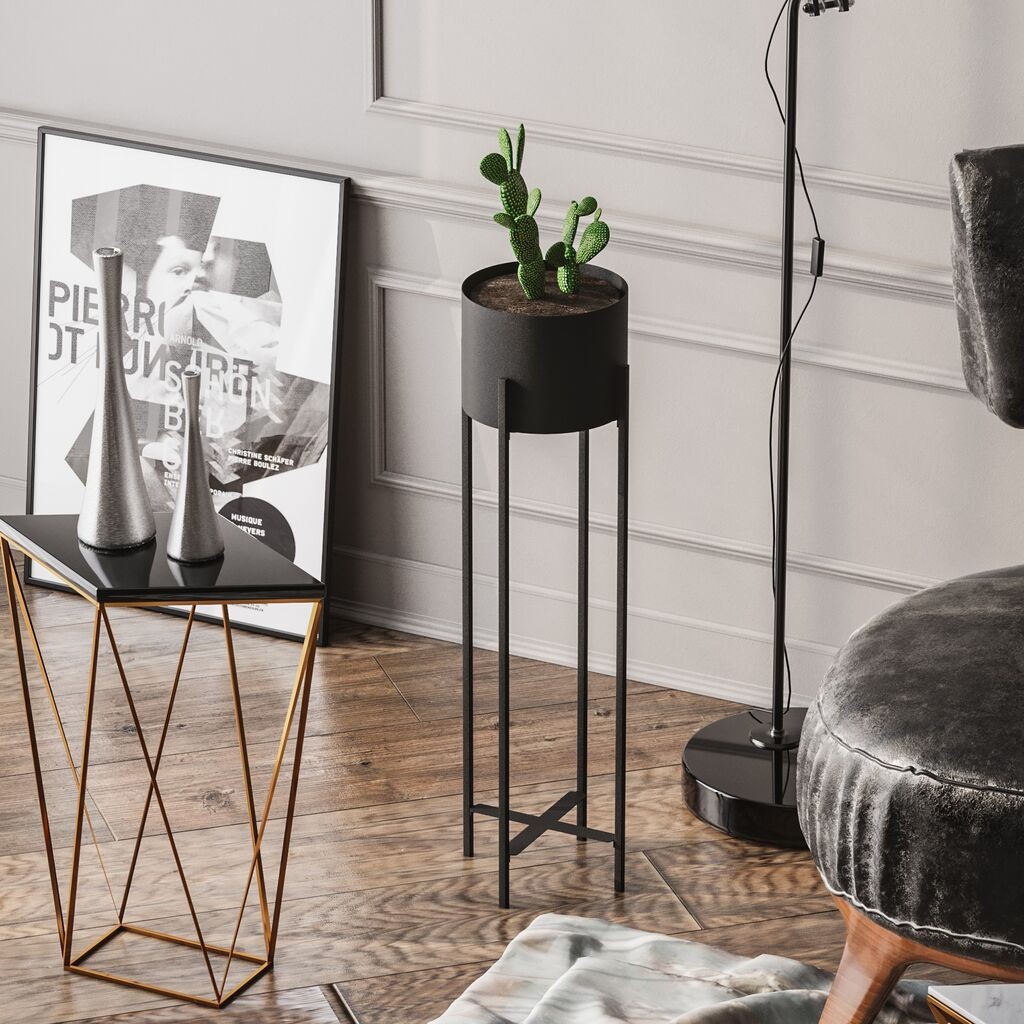 Декоративна саксија Aberto Design GED-025, 23x78x23 см, O 20 см,, црна