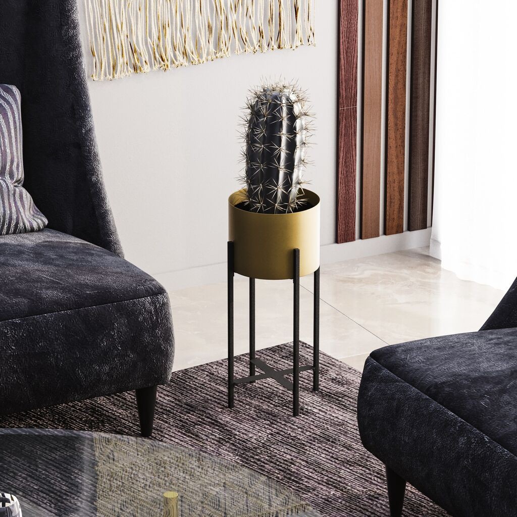 Декоративна саксија Aberto Design GED-026-A, 23 см x 48 см, црна и златна